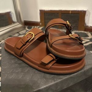 Zara Tan Leather Buckle Sandals!